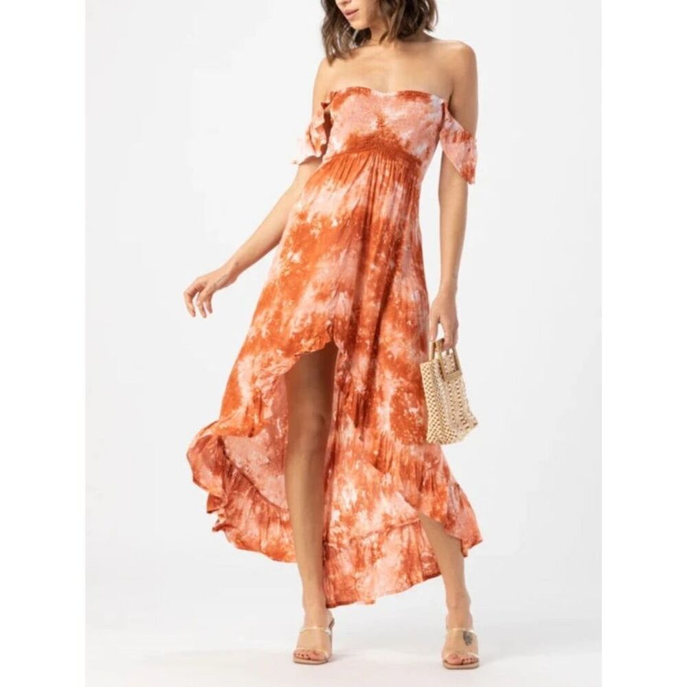 NWT Tiare Hawaii Orange Brooklyn Maxi Dress S M L One Size